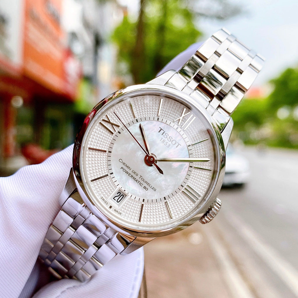 Tissot Chemin Des Tourelles Powermatic 80 Lady Silver Dial Silver Steel Strap Watch For Women - T099.207.11.118.00