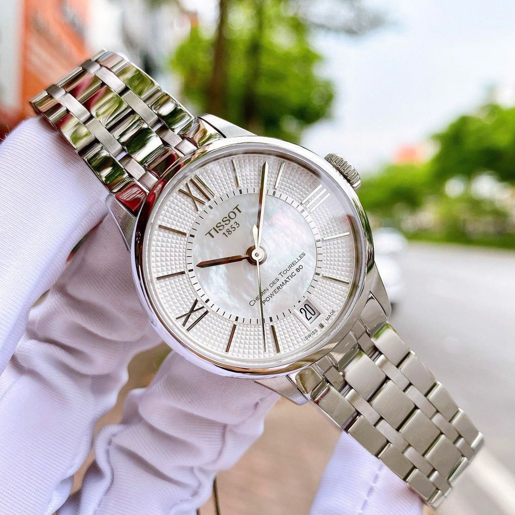 Tissot Chemin Des Tourelles Powermatic 80 Lady Silver Dial Silver Steel Strap Watch For Women - T099.207.11.118.00