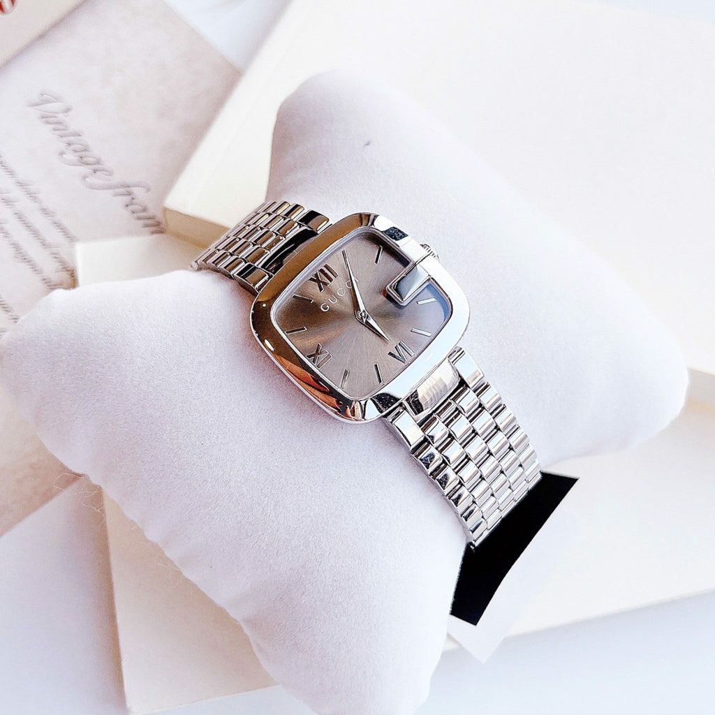 Gucci G-Gucci Brown Dial Silver Steel Strap Watch For Women - YA125413