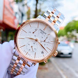 Tissot Carson Premium Chronograph White Dial Two Tone Steel Strap Watch For Men - T122.417.22.011.00