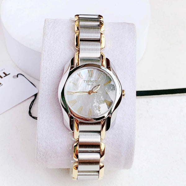 Tissot T Wave Mother of Pearl Dial Two Tone Steel Strap Watch for Women - T023.210.22.117.00
