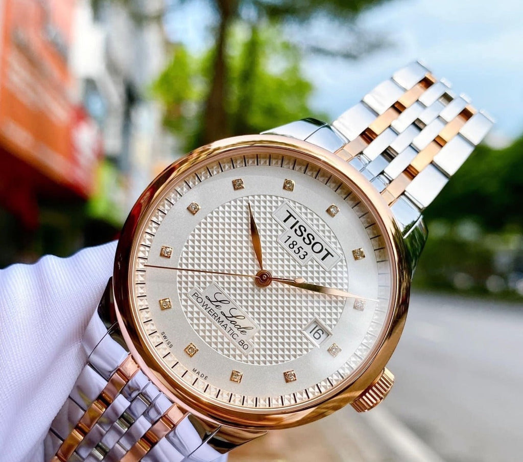 Tissot Le Locle Powermatic 80 Diamonds Silver Dial Two Tone Steel Strap Watch For Men - T006.407.22.036.01