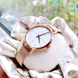 Calvin Klein Even White Dial Rose Gold Mesh Bracelet Watch for Women - K7B23626