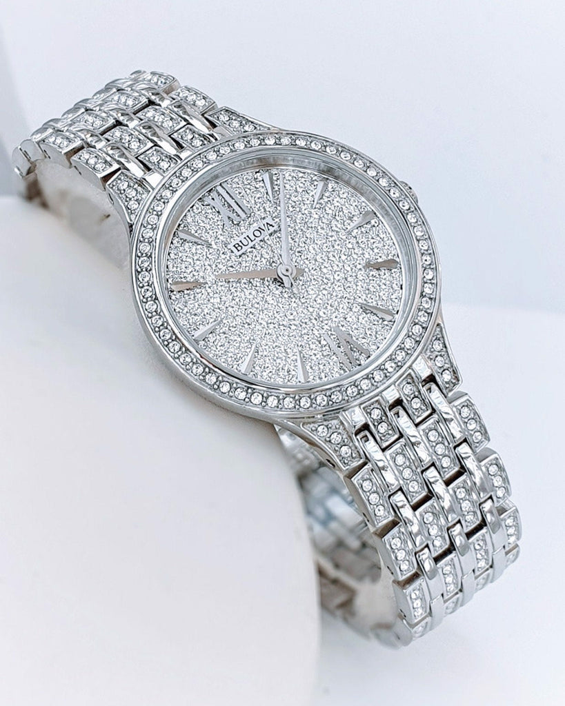 Bulova Crystal Collection Silver Dial Silver Steel Strap Watch for Women - 96L243
