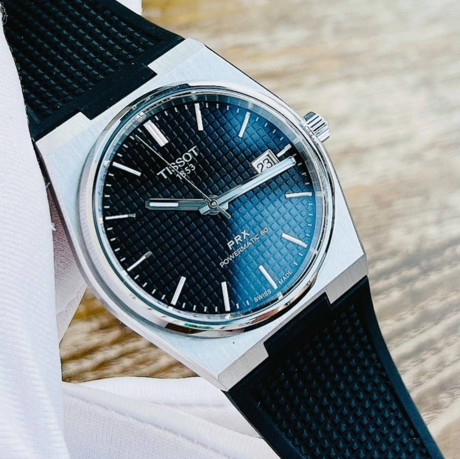 Tissot PRX Powermatic 80 Black Dial Black Rubber Strap Watch for Men - T137.407.17.051.00