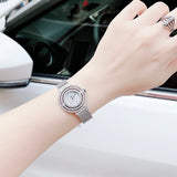 Guess Dream Crystals Silver Dial Silver Mesh Strap Watch For Women - GW0550L1