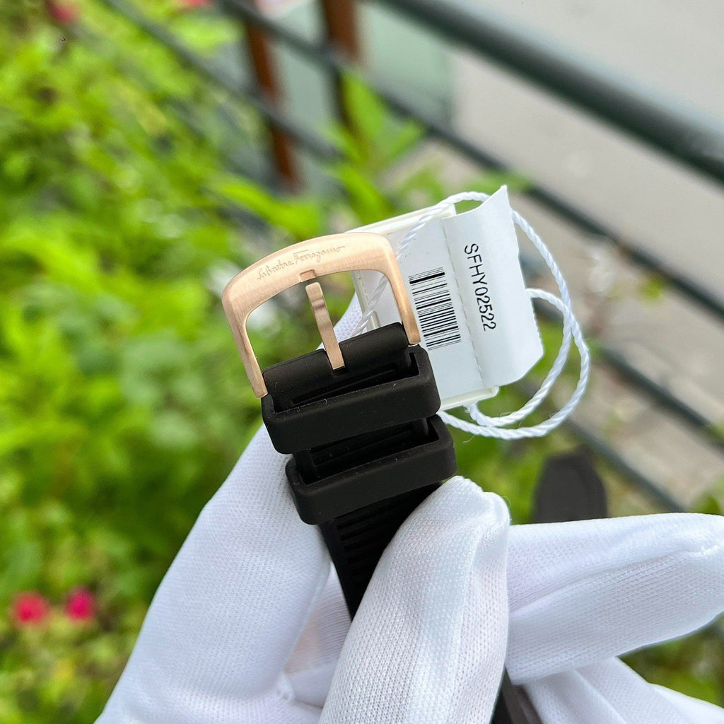 Salvatore Ferragamo F-80 Classic Black Dial Black Rubber Strap Watch for Men - SFHY02522