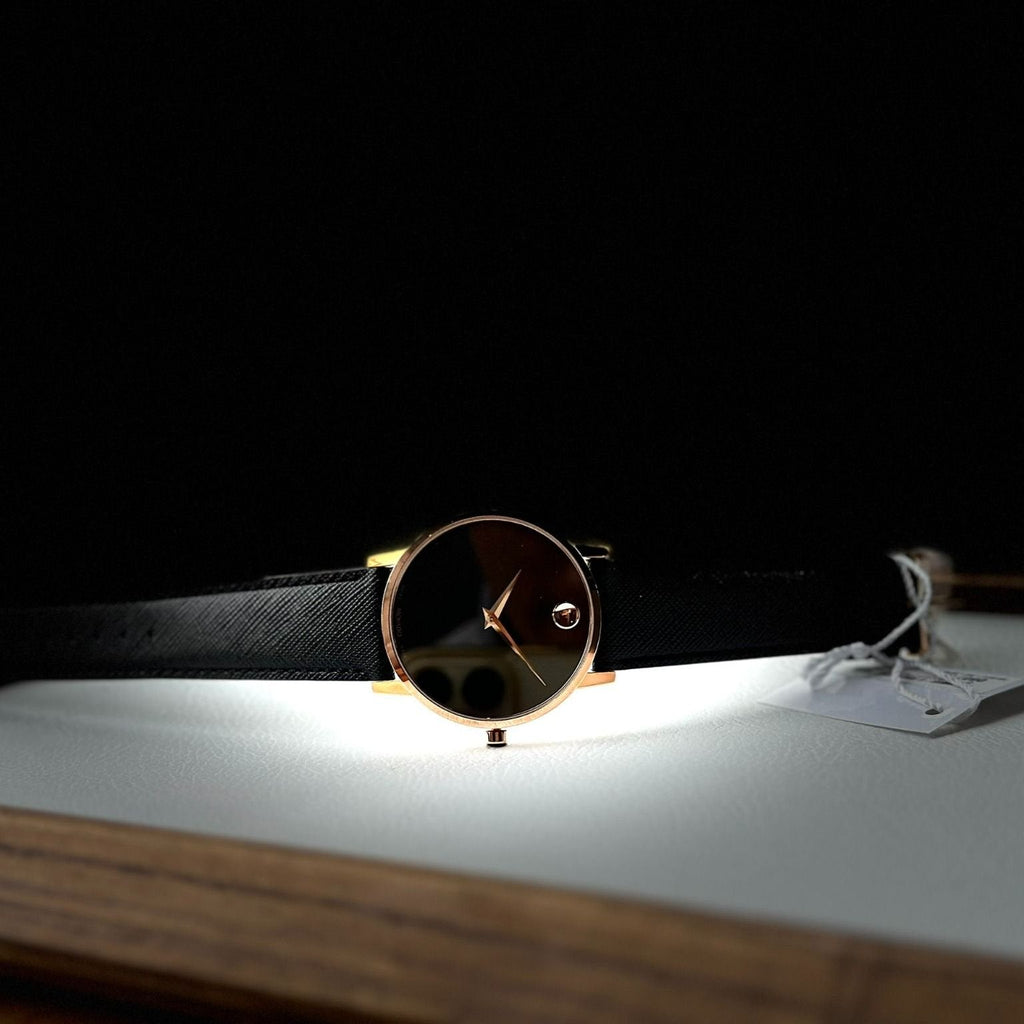 Movado Museum Classic Black Dial Black Leather Strap Watch for Men - 0607196