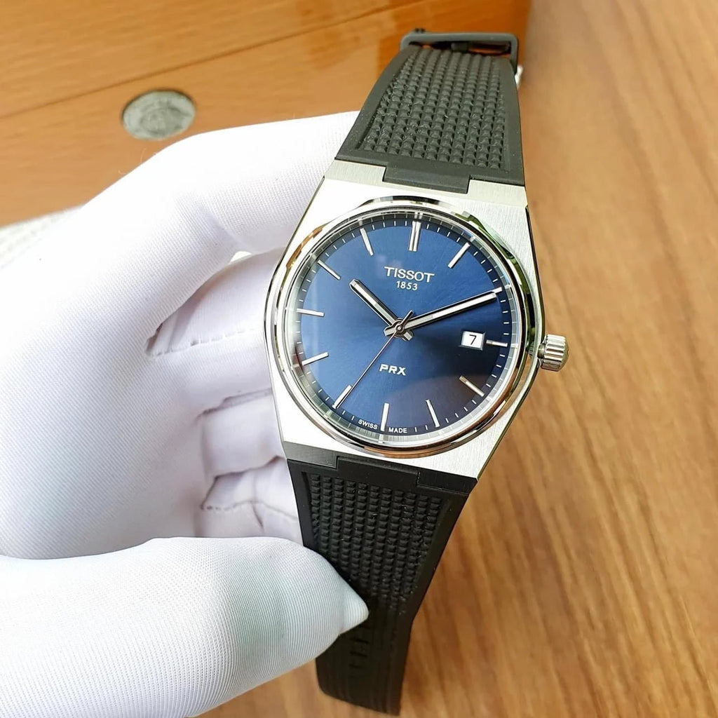 Tissot PRX Blue Dial Black Rubber Strap Watch For Men - T137.410.17.041.00