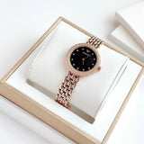 Emporio Armani Rosa Quartz Mother of Pearl Black Dial Rose Gold Steel Strap Watch For Women - AR11372