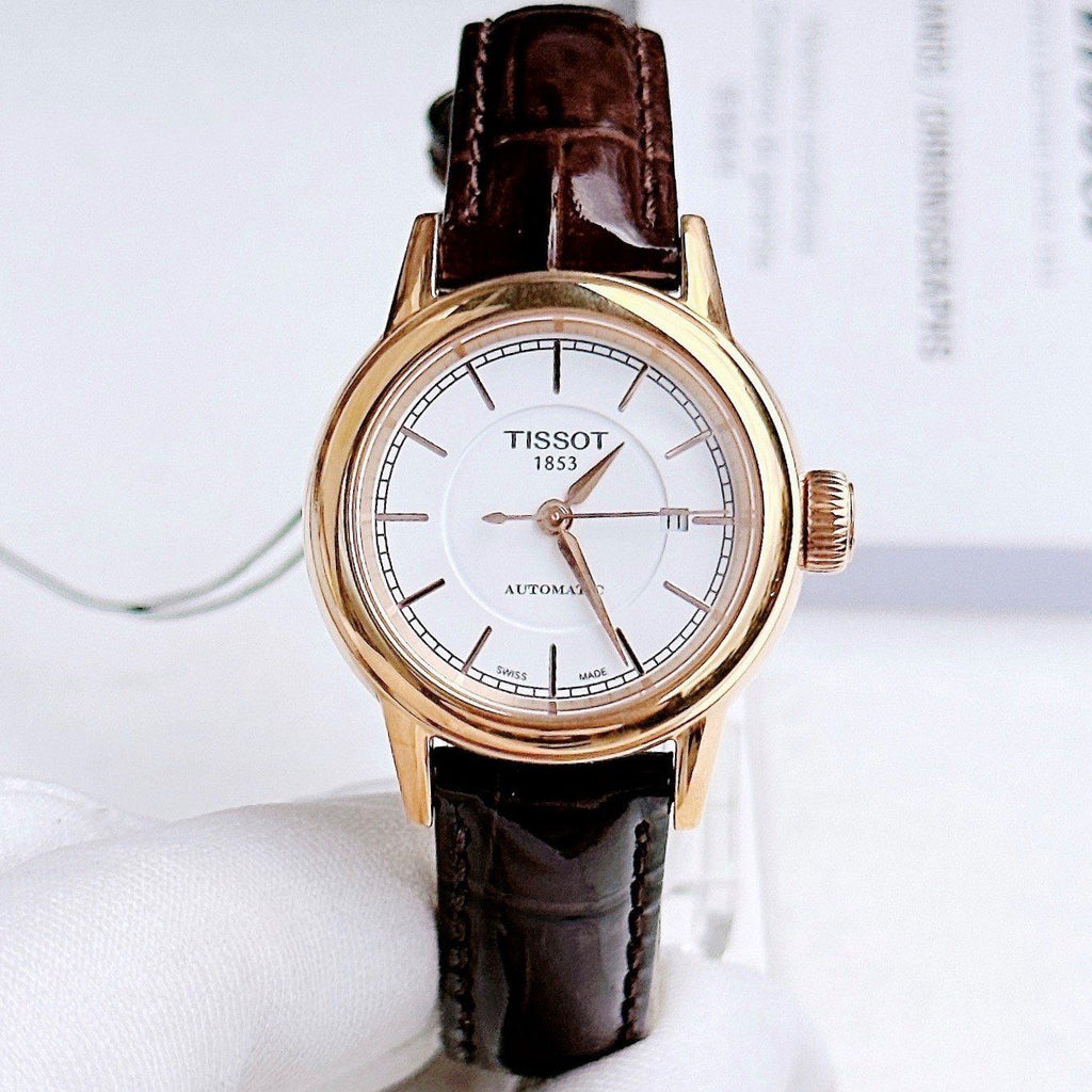 Tissot Carson Automatic White Dial Brown Leather Strap Watch For Women - T085.207.36.011.00