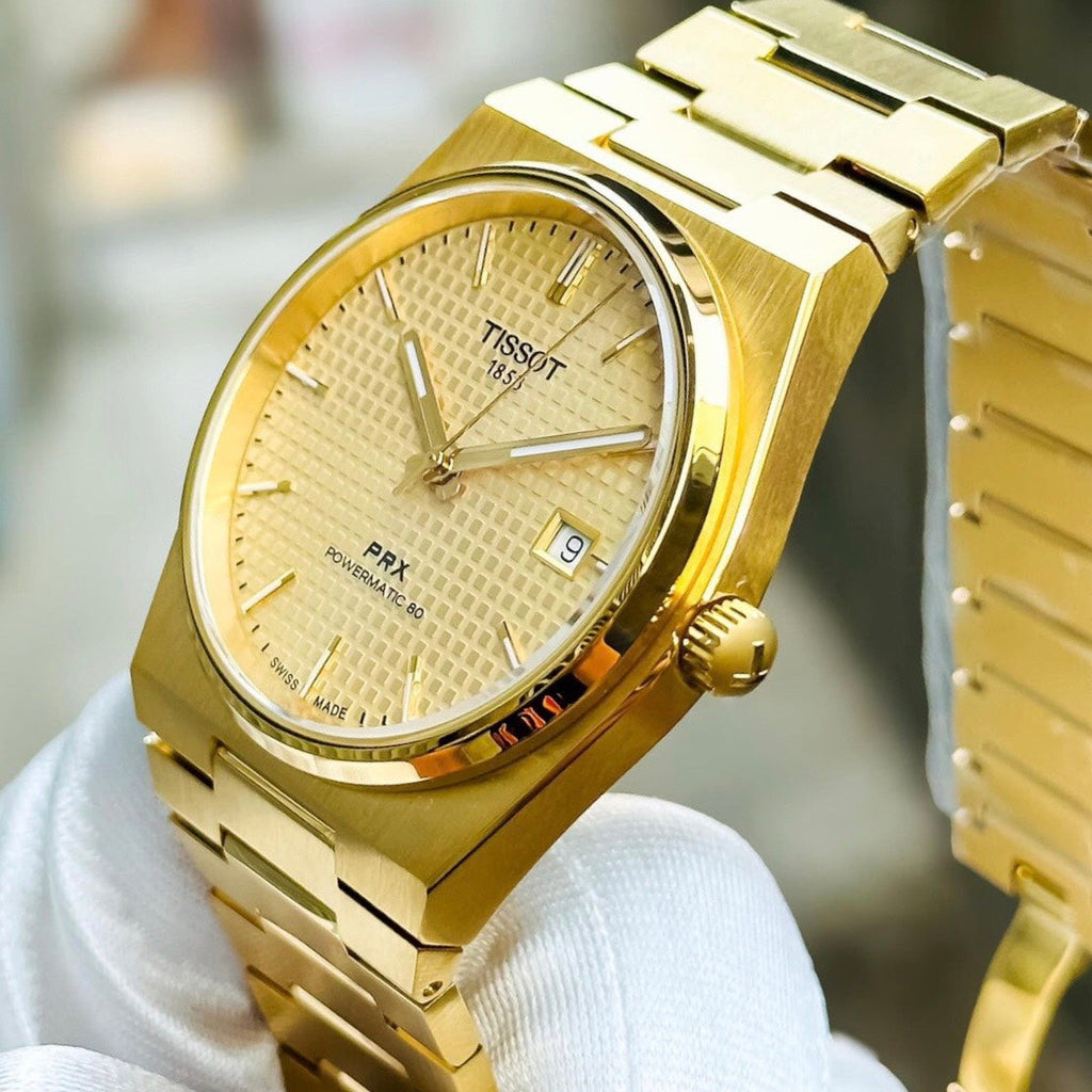 Tissot PRX Powermatic 80 Gold Dial Gold Steel Strap Watch for Men - T137.407.33.021.00
