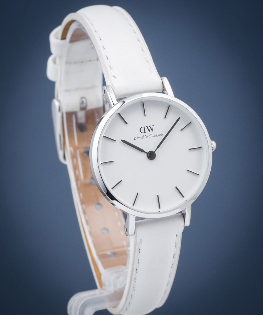 Daniel Wellington Petite Bondi White Dial White Leather Strap Watch For Women - DW00100250