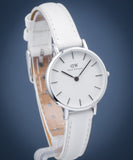 Daniel Wellington Petite Bondi White Dial White Leather Strap Watch For Women - DW00100250