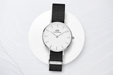 Daniel Wellington Classic Petite Cornwall White Dial Black Nylon Strap Watch For Women - DW00100252