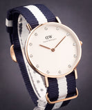 Daniel Wellington Classy Glasgow White Dial Two Tone Nylon Strap Watch For Women - DW00100078