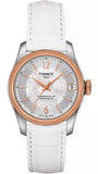 Tissot T-Classic Powermatic 80 Mother of Pearl Silver Dial White Leather Strap Watch For Women - T108.208.26.117.00