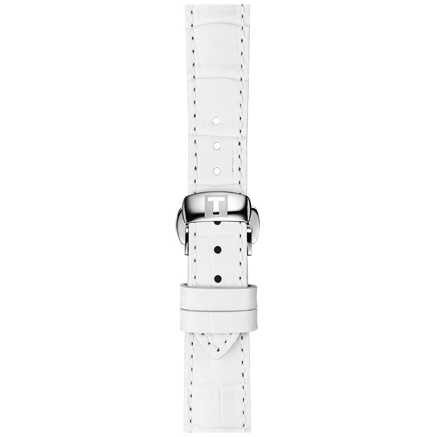 Tissot T-Classic Powermatic 80 Mother of Pearl Silver Dial White Leather Strap Watch For Women - T108.208.26.117.00