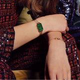 Daniel Wellington Quadro Melrose Green Dial Rose Gold Mesh Strap Watch For Women - DW00100437