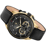 Maserati Traguardo Chronograph Black Dial Black Leather Strap Watch For Men - R8871612033