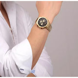 Maserati Stile 45mm Chronograph Black Dial Gold Steel Strap Watch For Men - R8873642001