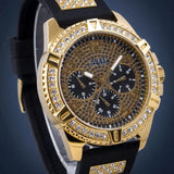 Guess Frontier Crystals Black Dial Black Silicone Strap Watch For Men - W1132G1