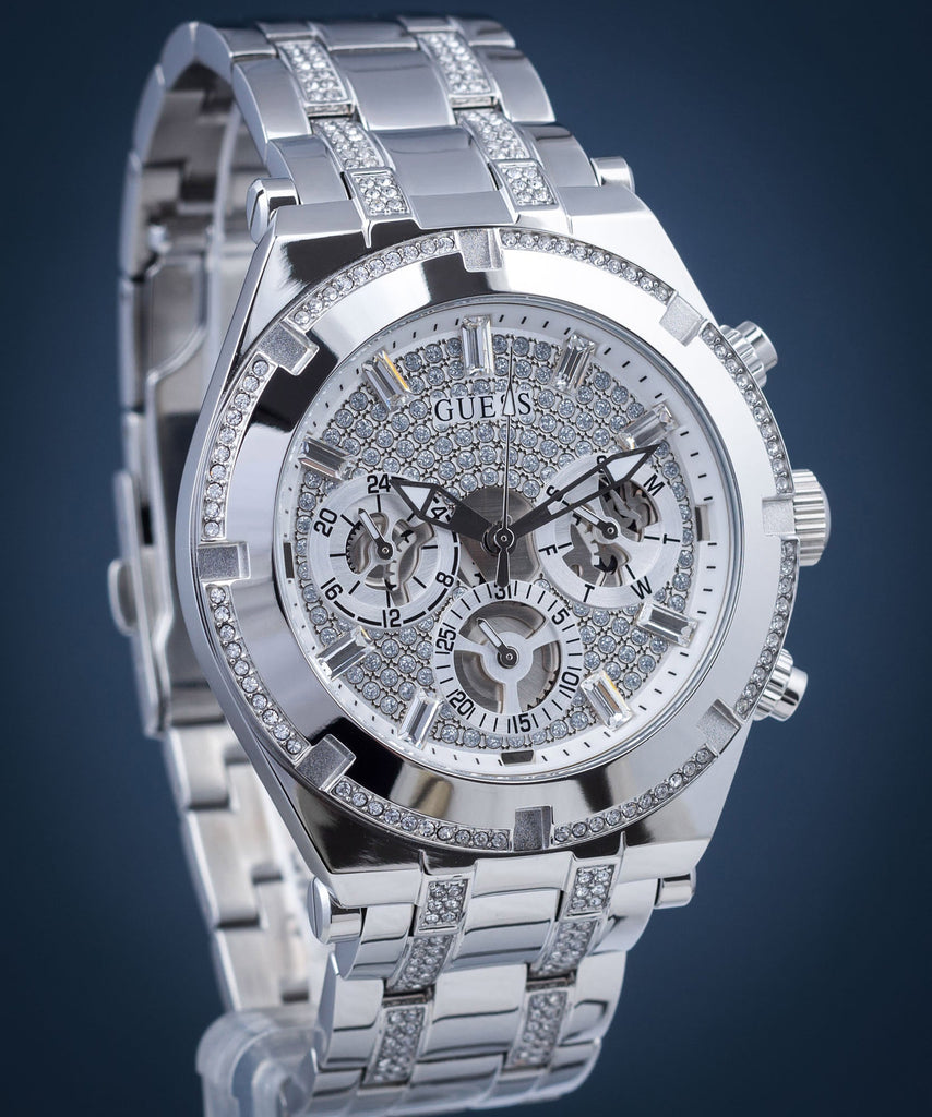 Guess Continental Silver Dial Silver Steel Strap Watch for Men - GW0261G1