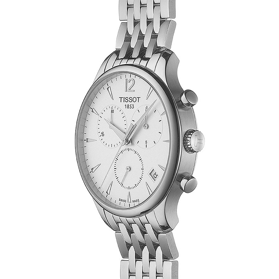 Tissot T Classic Tradition Chronograph White Dial Silver Steel Strap Watch For Men - T063.617.11.037.00