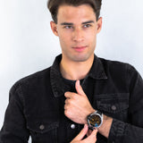 Diesel Mega Chief Chronograph Black Dial Grey Nylon Strap Watch For Men - DZ4523