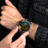 Diesel Mega Chief Chronograph Black Dial Grey Nylon Strap Watch For Men - DZ4523