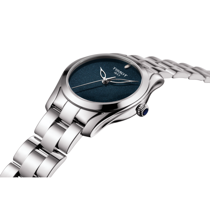 Tissot T Wave Donna Blue Dial Silver Steel Strap Watch For Women - T112.210.11.041.00