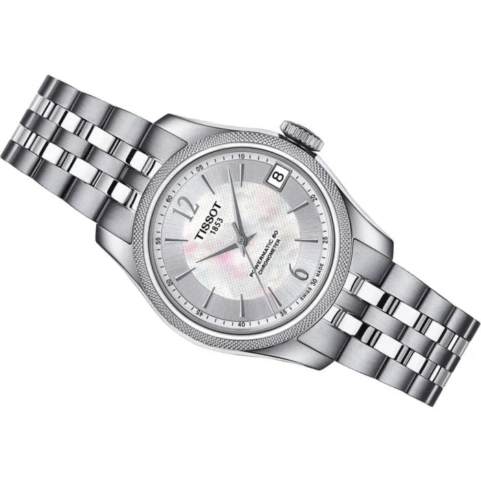 Tissot Ballade Powermatic 80 Automatic Mother of Pearl Dial Silver Steel Strap Watch For Women - T108.208.11.117.00