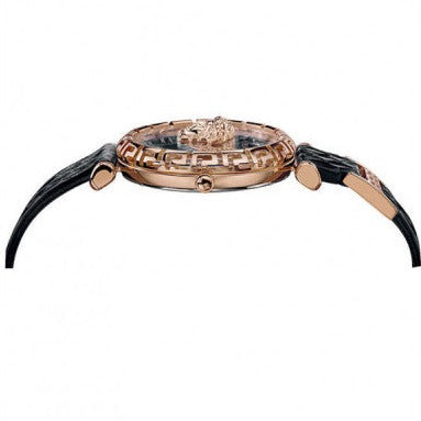 Versace Palazzo Empire Greca Black Dial Black Leather Strap Watch for Women - VEDV00719