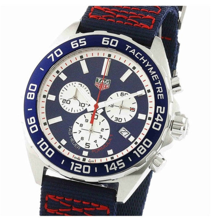 Tag Heuer Formula 1 Redbull Edition Chronograph Blue Dial Blue NATO Strap Watch for Men - CAZ1018.FC8213