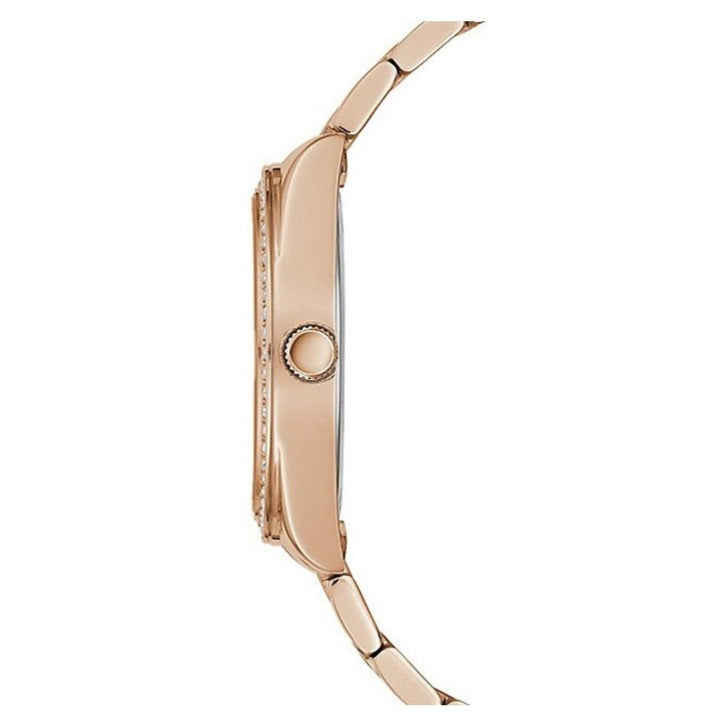 Guess Luna Diamonds Rose Gold Dial Rose Gold Steel Strap Watch for Women - GW0307L3