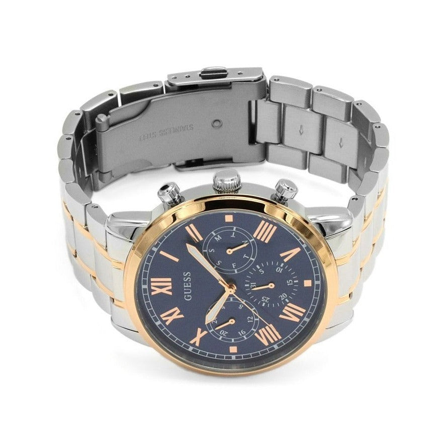 Guess Hendrix Chronograph Blue Dial Two Tone Steel Strap Watch for Men - W1309G4