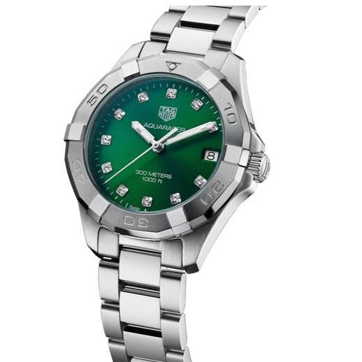 Tag Heuer Aquaracer Diamonds Emerald Green Dial Watch for Women - WBD1316.BA0740