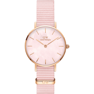 Daniel Wellington Petite Mother of Pearl Pink Dial Pink Nylon Strap Watch For Women - DW00100512