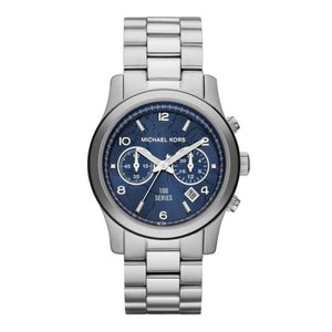 Michael Kors Hunger Stop 100 Series Navy Blue Dial Silver Steel Strap Watch for Women - MK5814