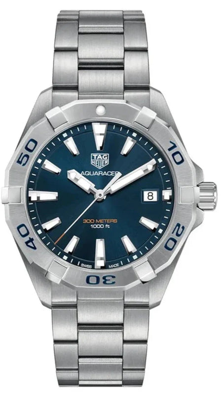 Tag Heuer Aquaracer Blue Dial Silver Steel Strap Watch for Men - WBD1112.BA0928