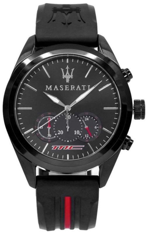 Maserati Traguardo Chronograph Black Dial Black Rubber Strap Watch For Men - R8871612004