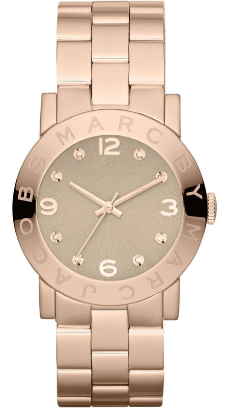 Marc Jacobs Amy Glitz Brown Dial Rose Gold Steel Strap Watch for Women - MBM3221
