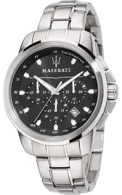 Maserati Successo Chronograph Black Dial Silver Steel Strap Watch For Men - R8873621001