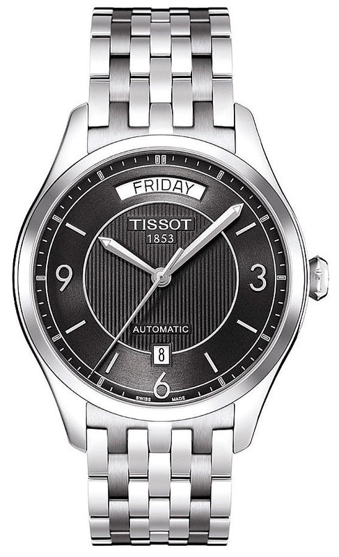 Tissot T Classic T One Automatic Black Dial Silver Steel Strap Watch For Men - T038.430.11.057.00