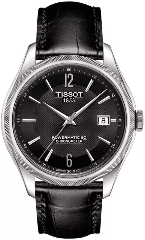Tissot Ballade Powermatic 80 Cosc Black Dial Black Leather Strap Watch For Men - T108.408.16.057.00