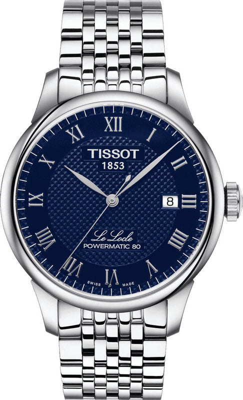 Tissot Le Locle Powermatic 80 Blue Dial Silver Steel Strap Watch For Men - T006.407.11.043.00