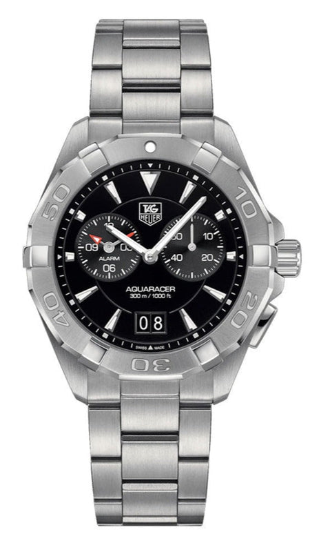 Tag Heuer Aquaracer Quartz Black Dial Silver Steel Strap Watch for Men - WAY111Z.BA0928