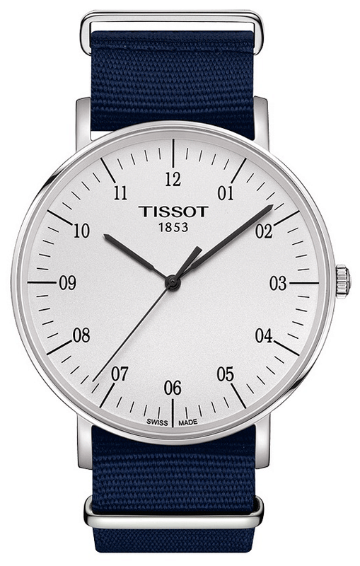 Tissot T Classic Everytime Large White Dial Blue NATO Strap Watch For Men - T109.610.17.037.00
