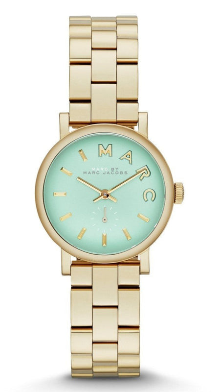 Marc Jacobs Baker Mint Green Dial Gold Steel Strap Watch for Women - MBM3284