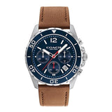 Coach Kent Chronograph Blue Dial Brown Leather Strap Watch for Men - 14602560